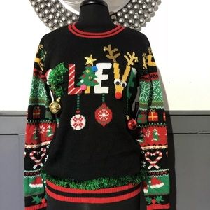 No Boundaries -JUNIORS Ugly Christmas Reindeer Tinsel Ornament Sz: SM (3-5) NWT